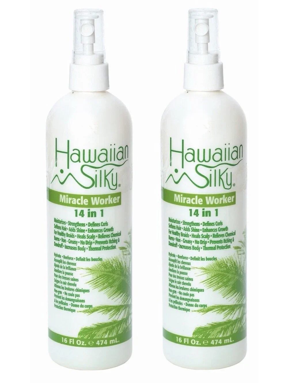 2Pk Hawaiian Silky 14 in 1 Miracle Worker No Drip Activator Moisturizer 8 Oz Ea